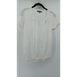 Matti M Women's Top Short Sleeve Lace Boho Beachy White Size Small.